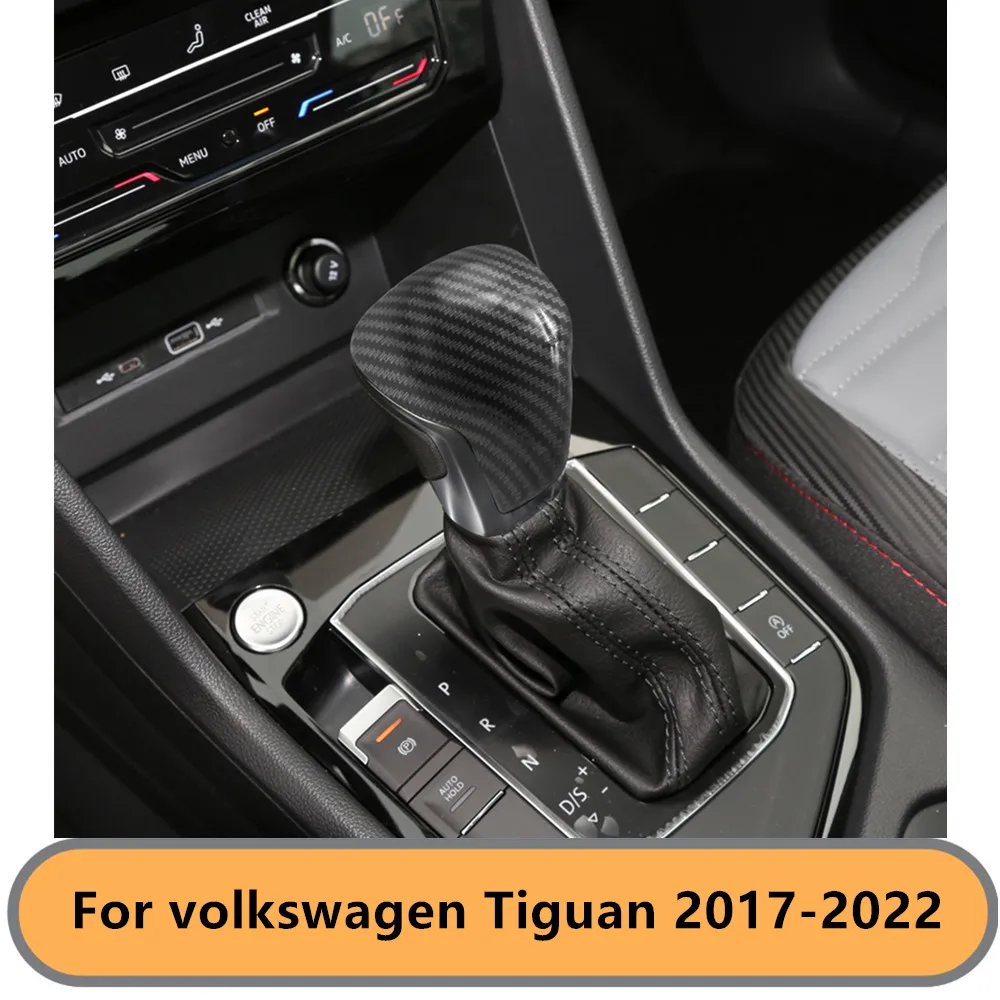 Carbon Fiber Gear Shift Knob Cover for volkswagen Tiguan 2017-2022 Anti-Scratch ABS Interior Trim Car Styling Accessory