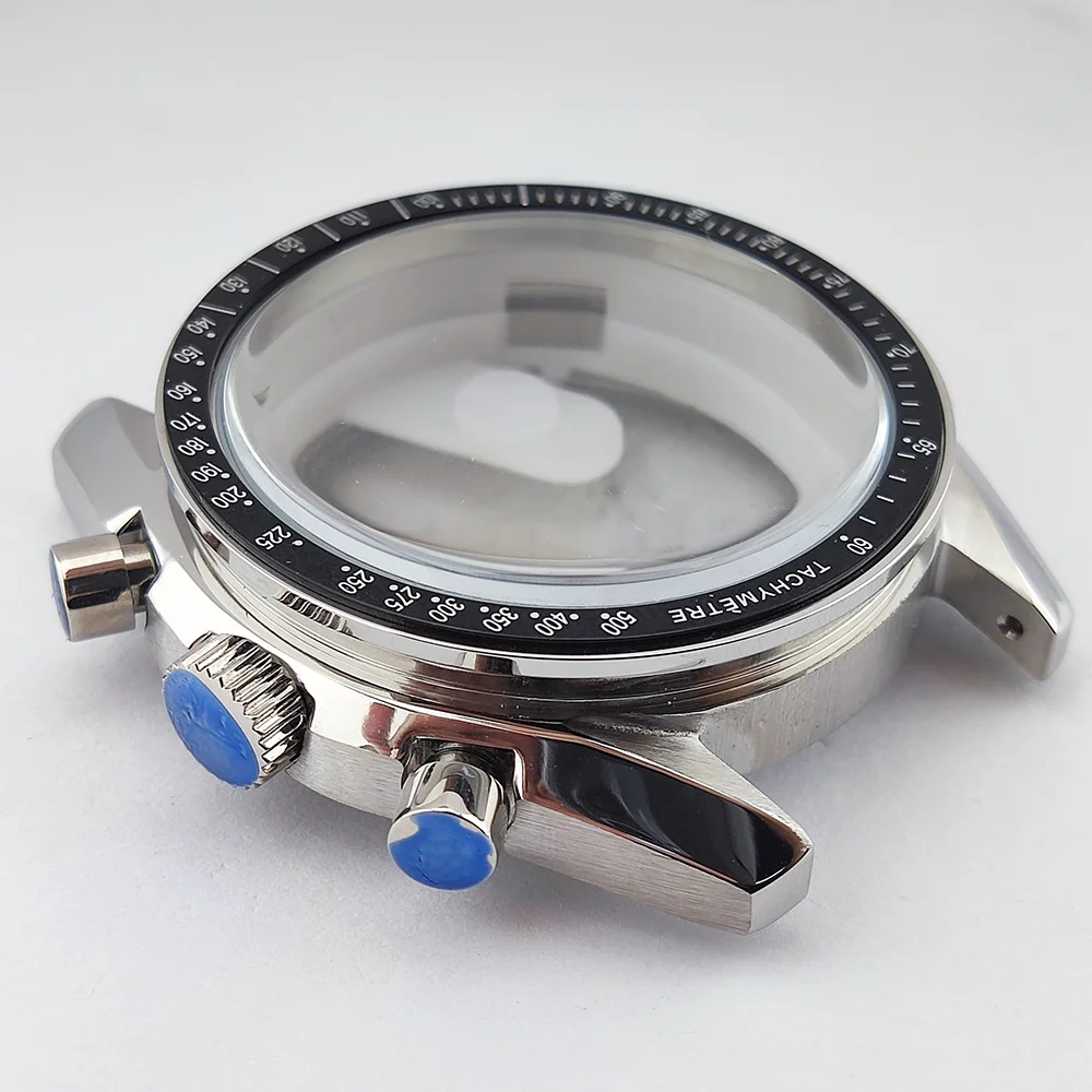 Casing 40MM VK63 Set Casing Jam Tangan Kaca Safir Casing Baja Tahan Karat Cocok untuk Casing Dial 32.5 Casing Jam Tangan Pria Mewah Casing Pergerakan VK63