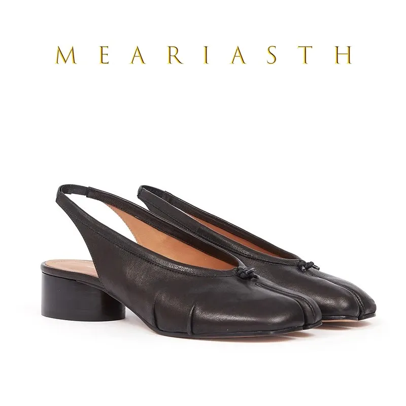 

Split Toes Shoes for Womens Sewing Lines Buckle Round Heels Tacones Mary Janes PU Leather Zapatos Mujer Shallow Chassure Femme