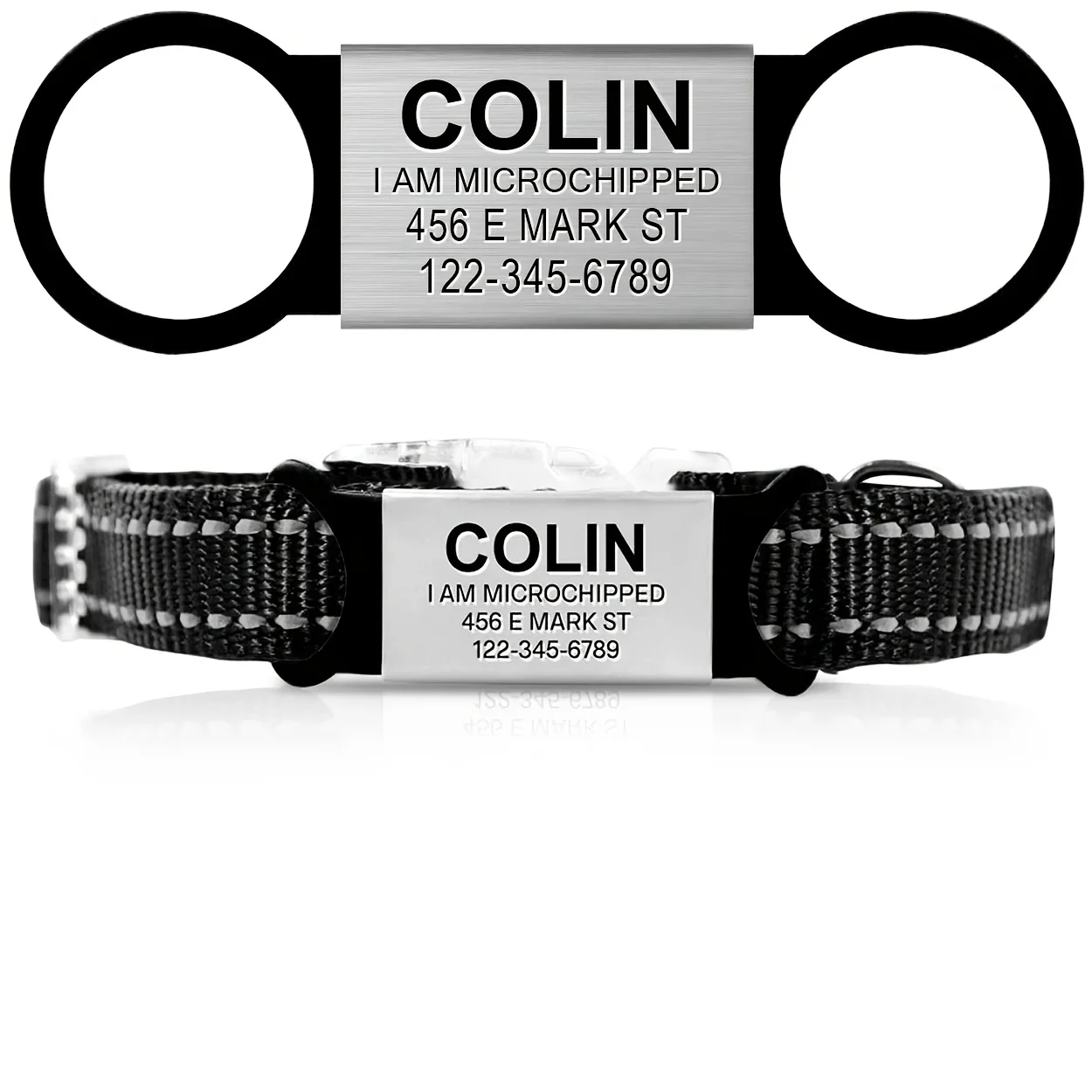 Personalised Dog Tag Silent Slide On Id Tag For Pet Collars_voghion.com