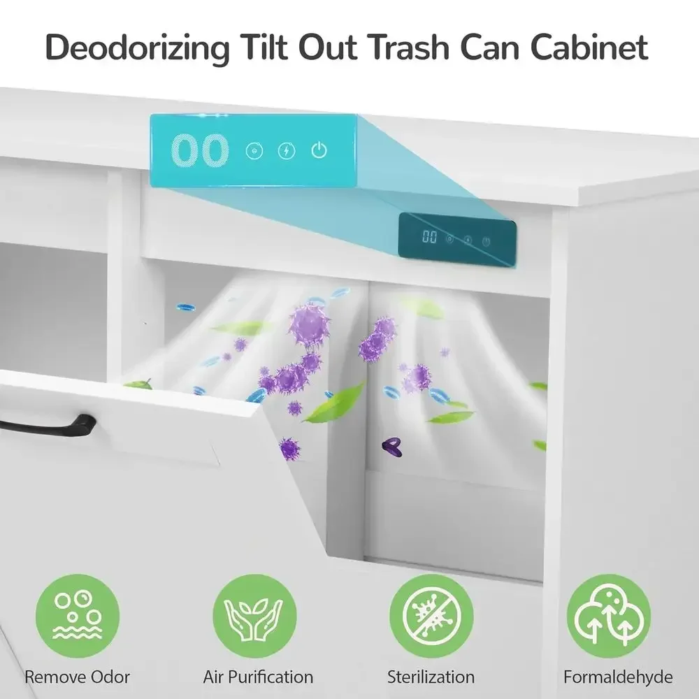 10 Gallon Hidden Kitchen Trash Can with Deodorizing and Negative Ion Features, Ideal for Recycling and Pet Proof
