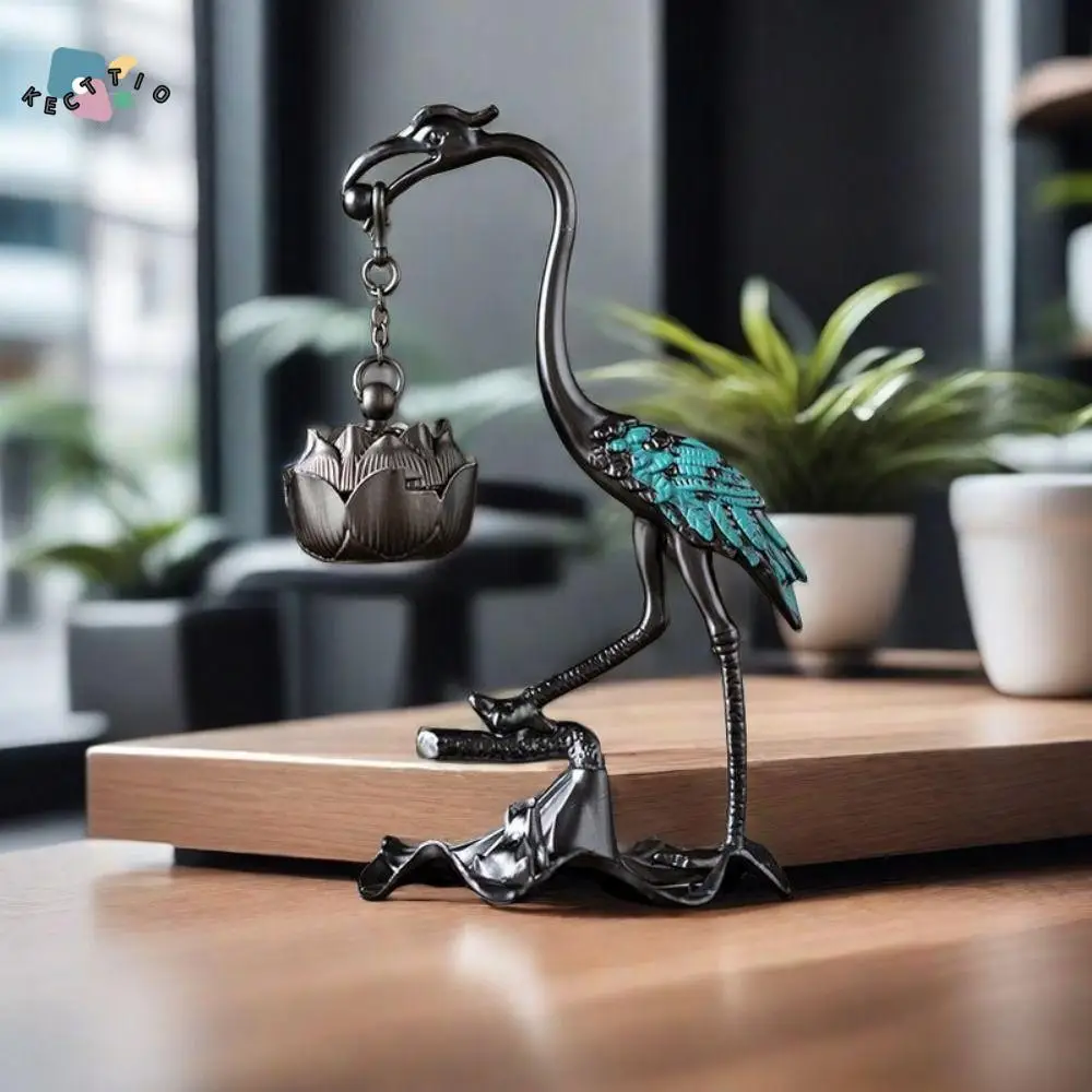 

Crane Shape Crane Incense Holder Alloy Craft Handmade Lotus Crane Hanging Furnace Durable Antique Hanging Incense Tray Office