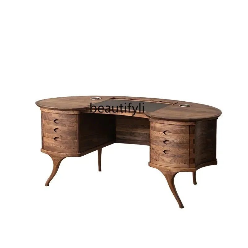 1l| North American Black Walnut Solid Wood Desk Italian Nordic Study Boss Computer Desk