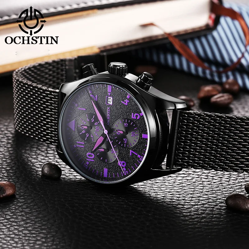 OCHSTIN Men's Watch Multifunction Quartz Movement Personalized Simple Hot Model 2024 Pilot Series Men's Quartz Watch