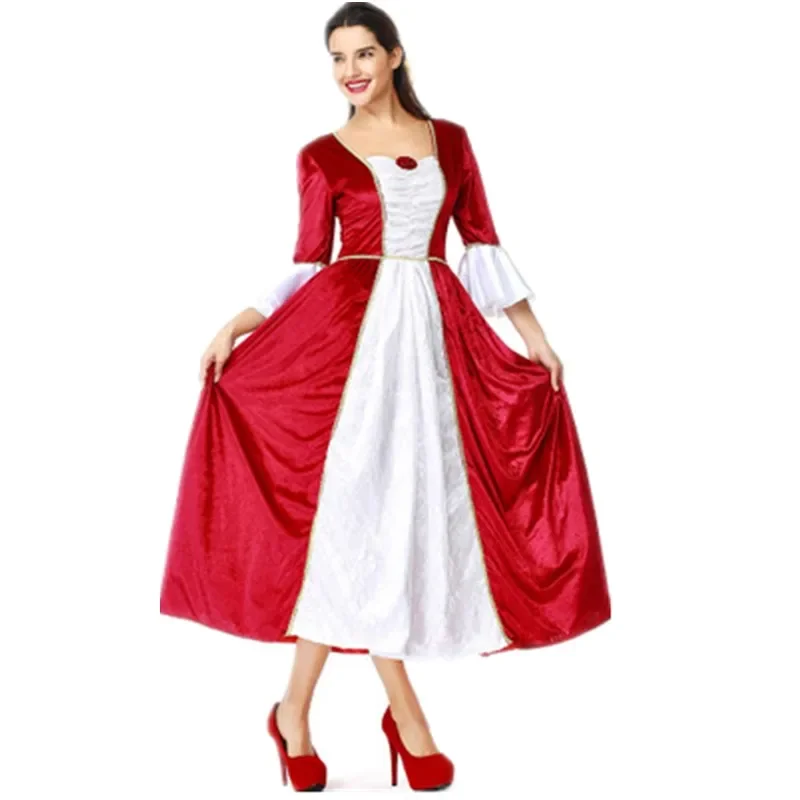 Renaissance Prinzessin Königin Robe Samt Vintage Kleid Kostüm Halloween Cosplay Vampir Maid Kleid Kleid