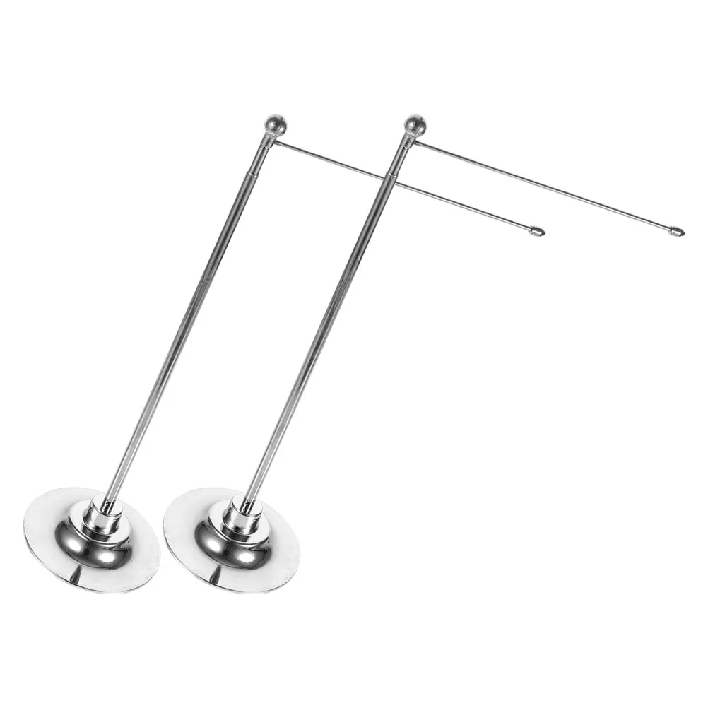 

2pcs Flagpole Stand for Small Flags Sturdy Stainless Steel Desk Decor Table Display Trade Show Supplies Mini Flag Holder