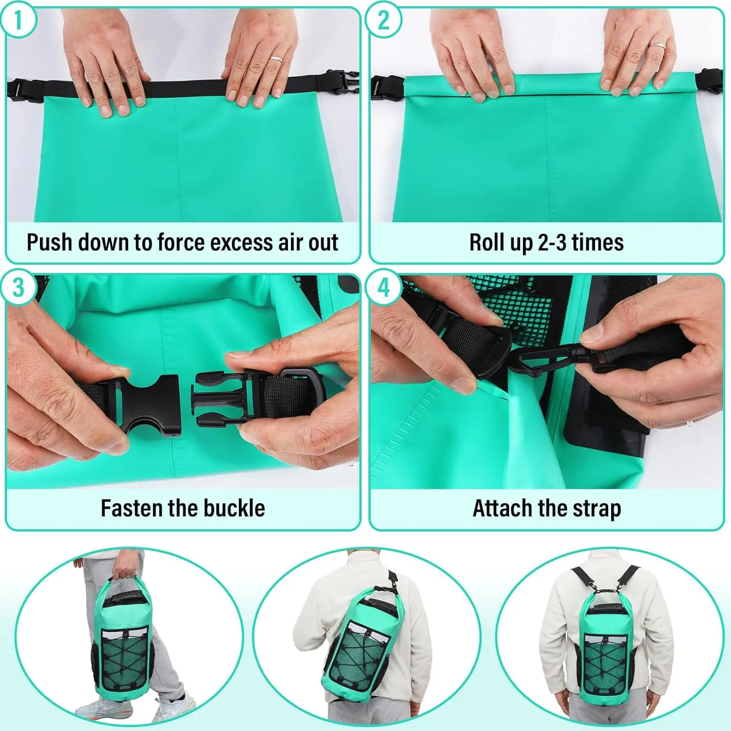 25L مقاوم للماء على ظهره السباحة الشاطئ حقيبة جافة في الهواء الطلق الرياضات المائية تجمع القوارب لفة أعلى أكياس التجديف حقيبة يد حقيبة التخييم