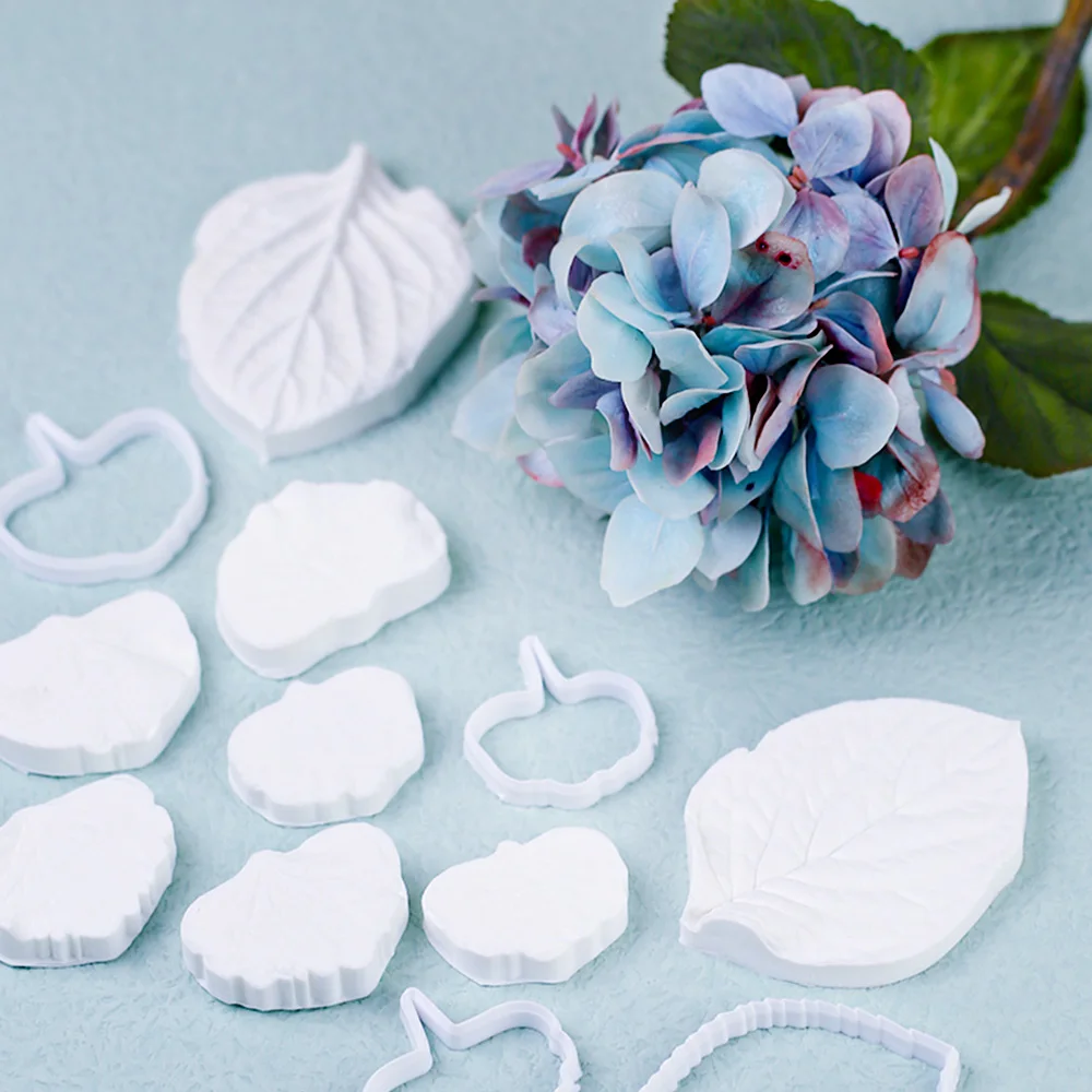 10pcs Hydrangea Set Mold Silicone Mold Cutting Mold Fondant Cake Decoration Tools Kitchen Baking Tools Accessories