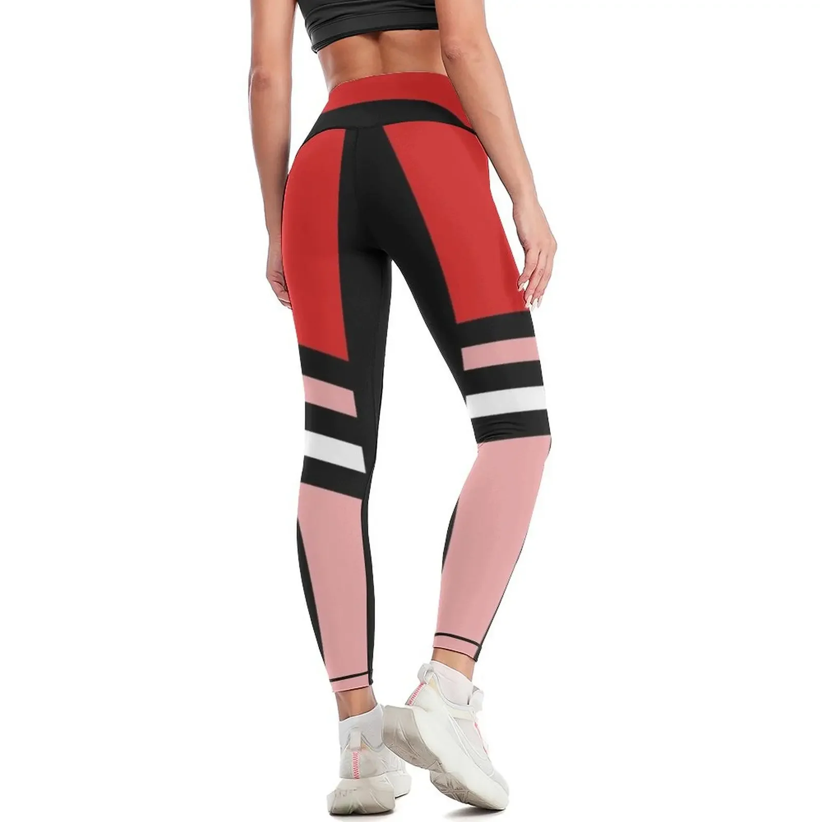 Red Pink Two Side Stripe Leggings Women's sportswear trousers Women's sports Women's high waist Womens Leggings