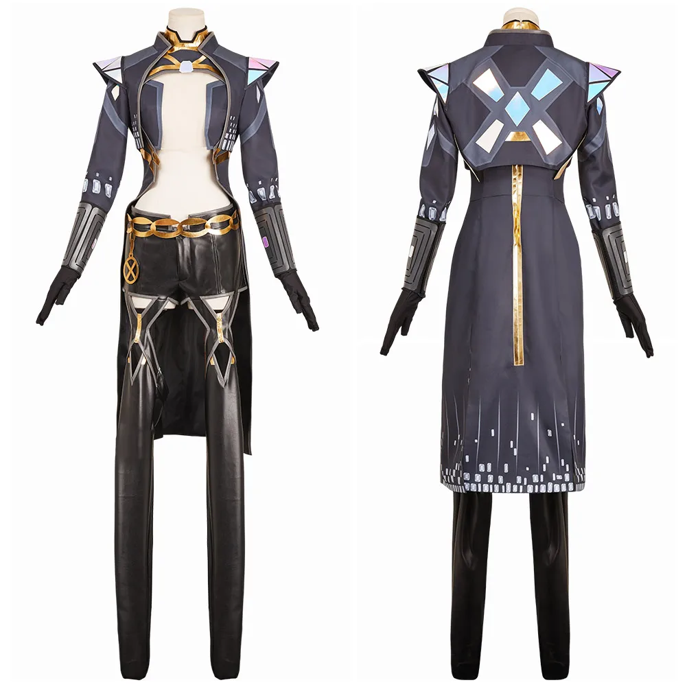 

Rivals 2025 Emma Cosplay Frost Costume Adult Women Top Coat Pantyhose Earrings Belt Outfits Halloween Carnival Party Suit