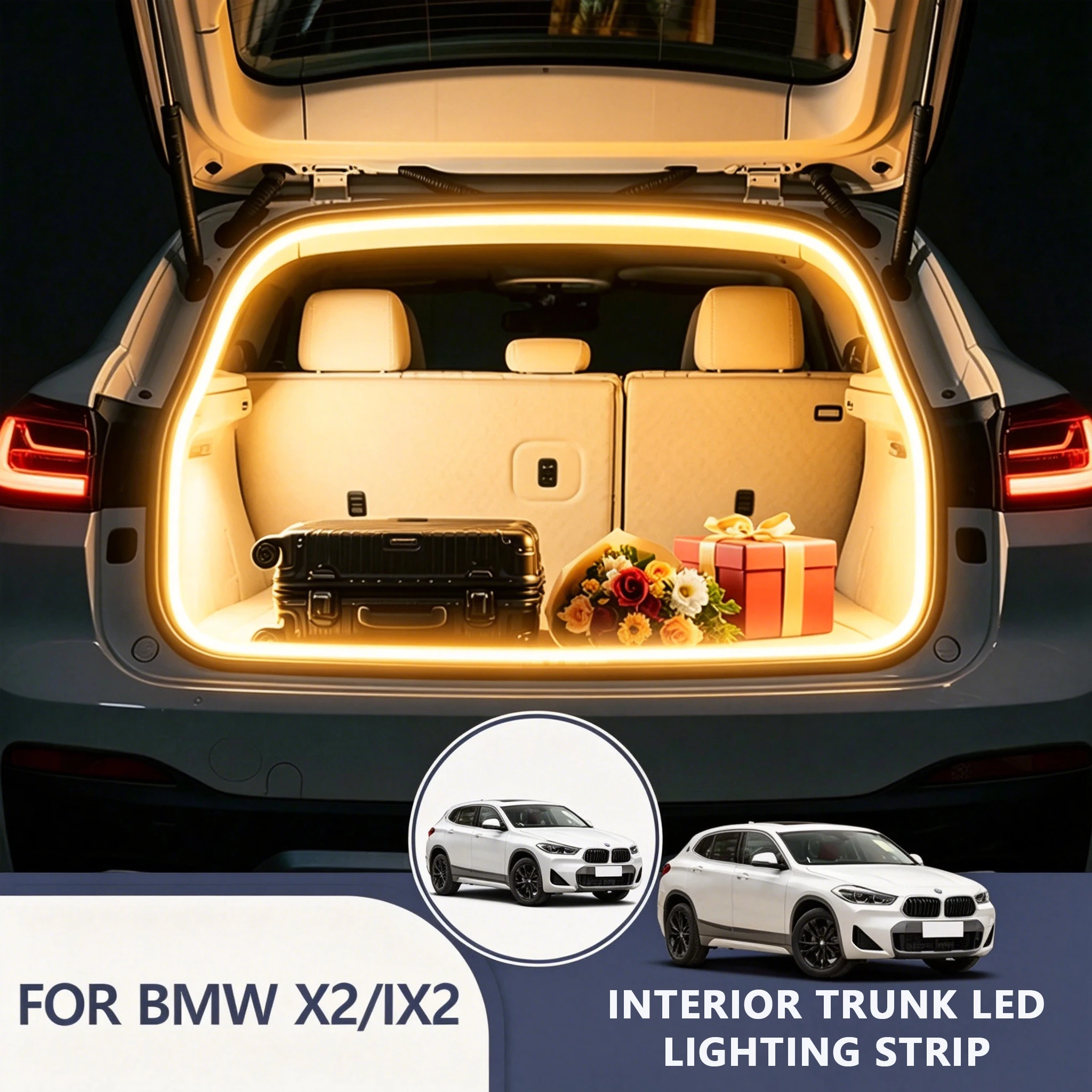 

FOR BMW X2/IX2 Rear Trunk LED Light Bar Strips Trunk Interior Decorative Lamp Strip Luggage Atmosphere Light