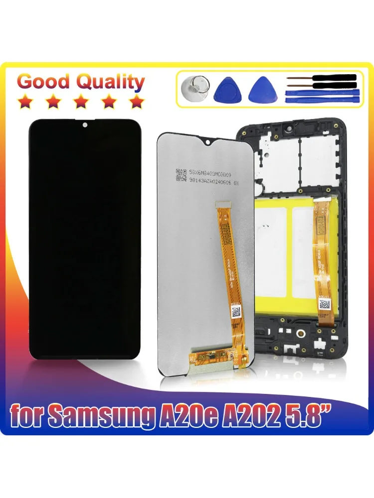 Nowy wyświetlacz LCD do Samsung Galaxy A20e Ekran dotykowy Digitizer Zamiennik do telefonu Samsung A20e A202F A202K z ramką — zdjęcie produktu 7
