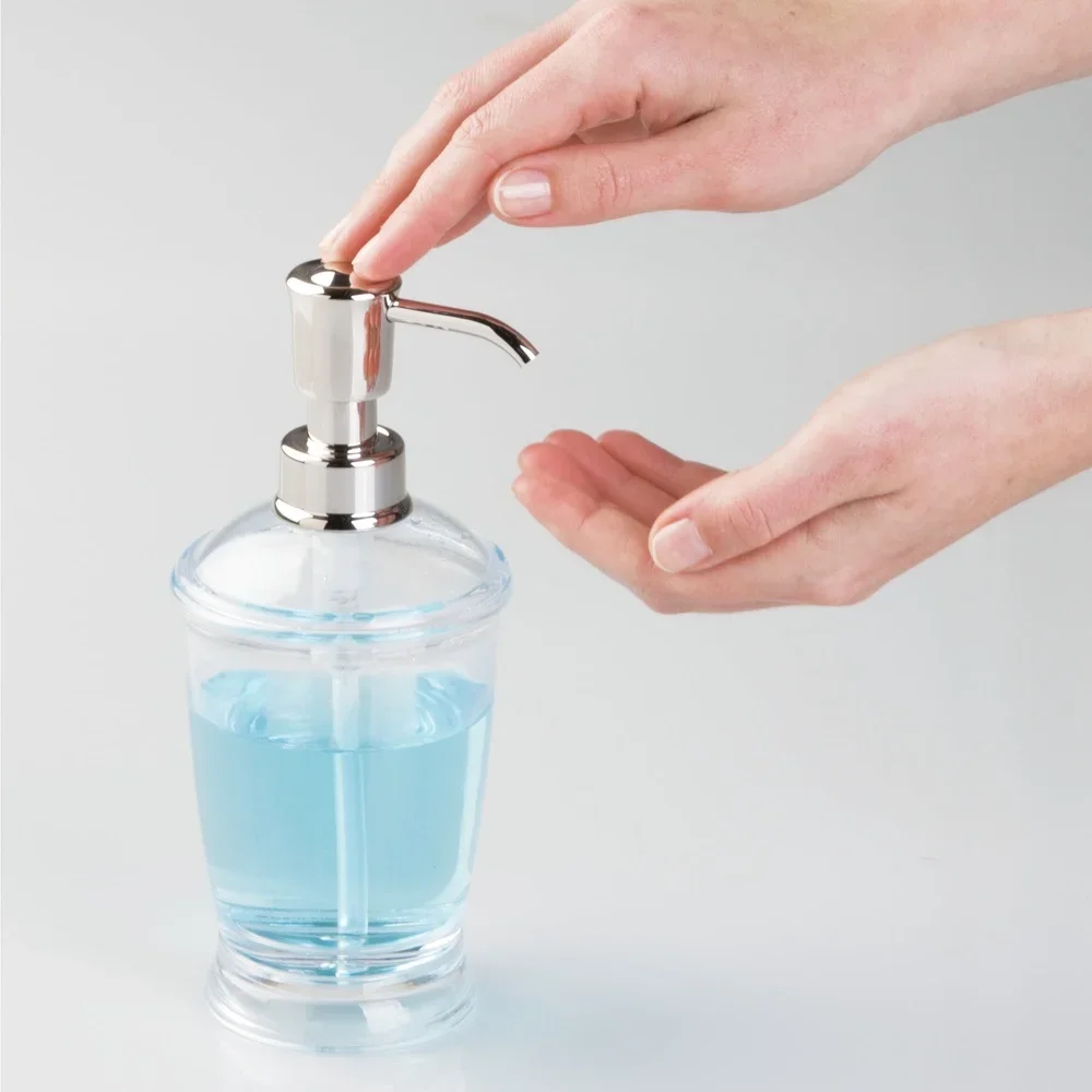 

Clear Plastic Soap Dispenser Pump Refillable Rustproof Kitchen Bathroom Stylish Easy Fill Durable Cleaning Solution