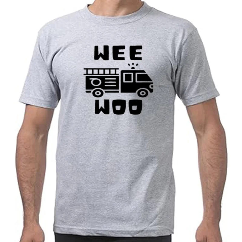 Funny Wee Woo Fire Truck Firefighter Emergency Response T-shirts Men Fashion Casual Tshirt 100% Cotton Loose Oversized T Shirt