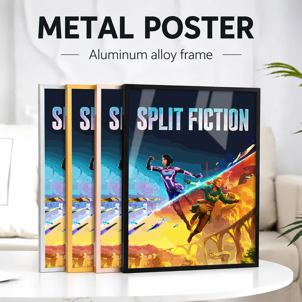 Split Fiction Game Cover Metal Poster With Aluminum Alloy Frame Personalized Photo Vibrant Character Style Wall Art For Studio