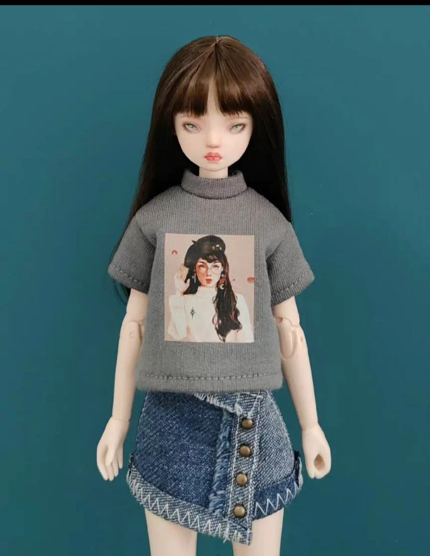 Hot 3pcs Leisure style clothes blythe doll outfit short sleeved/short skirt/socks 1/6 30cm(Fit for Pullip,Ob22/24/26, Licca)