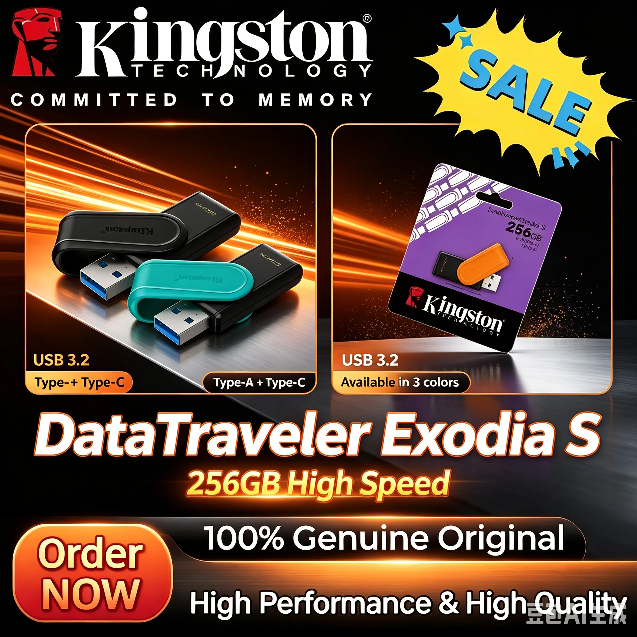 100% Genuine Exodia Kingston USB3.2 Flash Drive for Computer 64GB-512G DataTraveler S Pen Drive USB Black DTXS Flash Drive Gen 1