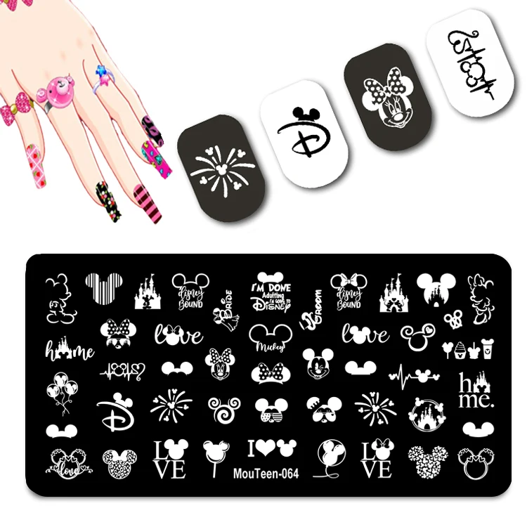 DISNEY Cartoon Elephant Nail Stamping Plates Cute Elephant Stamping Plate Cartoon Character Nail Art Templates #058