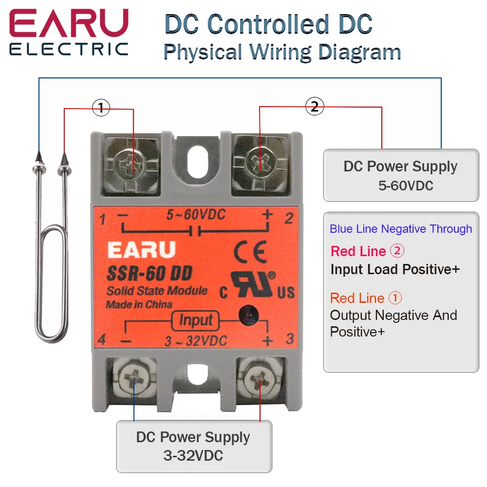 SSR-40DD SSR-60DD SSR 10A 25A 40A 60A 80A 100A 120A Solid State Relay Module DC 3-32V Input DC 5-60V Output Voltage Transformer