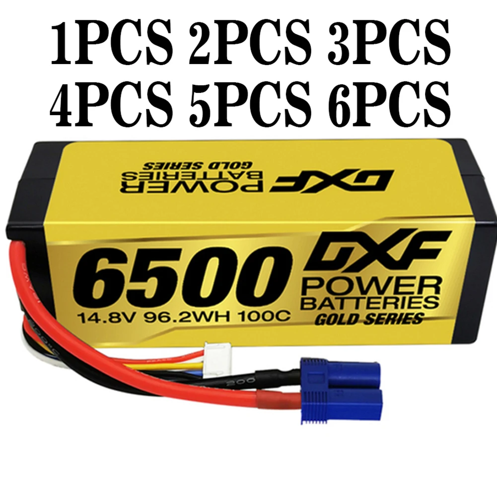 

DXF 4S Lipo Battery 14.8V 100C 6500mAh Lipo Battery with EC5 Plug Hardcase Battery For RC Car Boat Truck Airplane UAV RACING