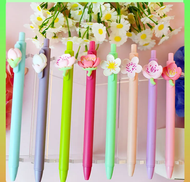 12 Stück Kugelschreiber mit einem kleinen blumenförmigen Anhänger, ein Muss für Blumenliebhaber, ein kreatives Geschenk und ein unterhaltsames Büro-Accessoire. – Detail 4