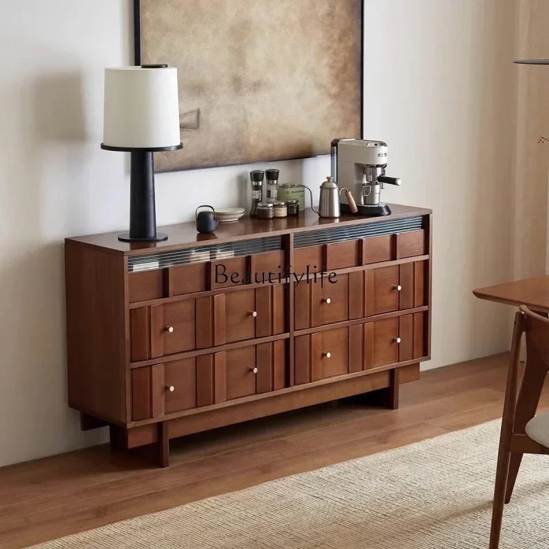 

jj LSolid wood bedside drawer storage room locker Nordic living room retro cabinet