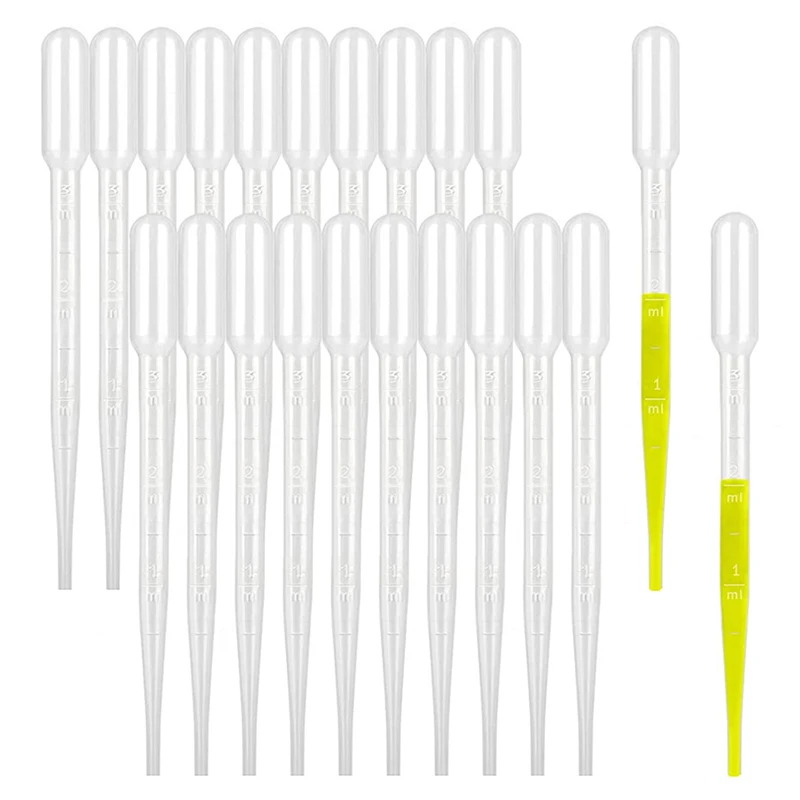 20 Pieces of Scientific Laboratory Transfer Pipette 3ML Plastic Transparent Disposable Safety Dropper Graduation Supplies