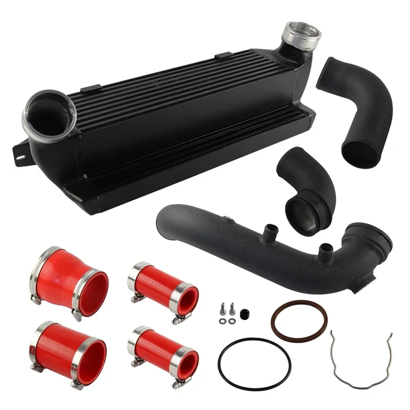 

BMW N54 E8X E9X 1-series E82 E88 2006-2013 Bar & Plate Intercooler+Super Charge Pipe+Boost Pipe Hose Kit Red/Black