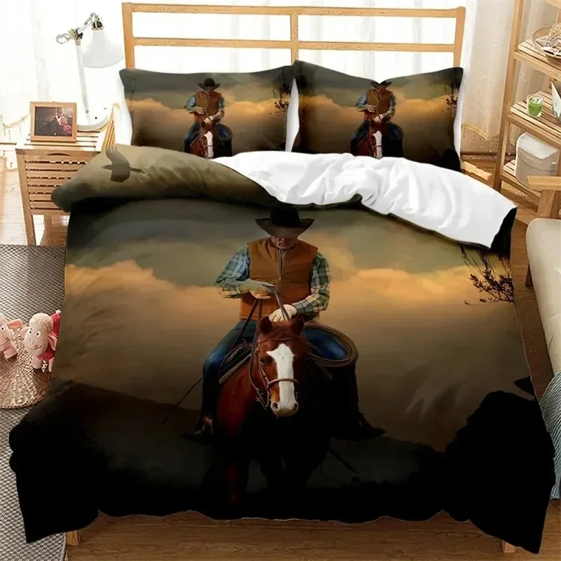 Western Cowboy 3D NEW Duvet Cover Pillowcase Bedding Set Adult Boy Girl Bedroom Decoration Children Single Double Large