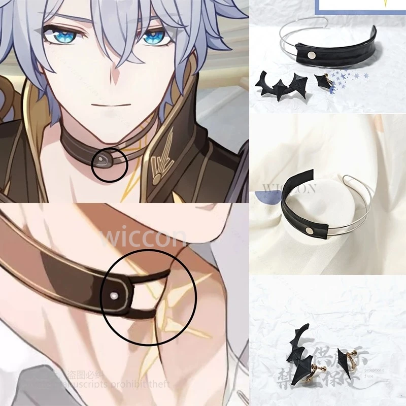 

Anime Game Phainon Honkai Star Rail Cosplay Costume Neck Tie Necklace Earrings Party Role Play Accessories Men Clip Handmade