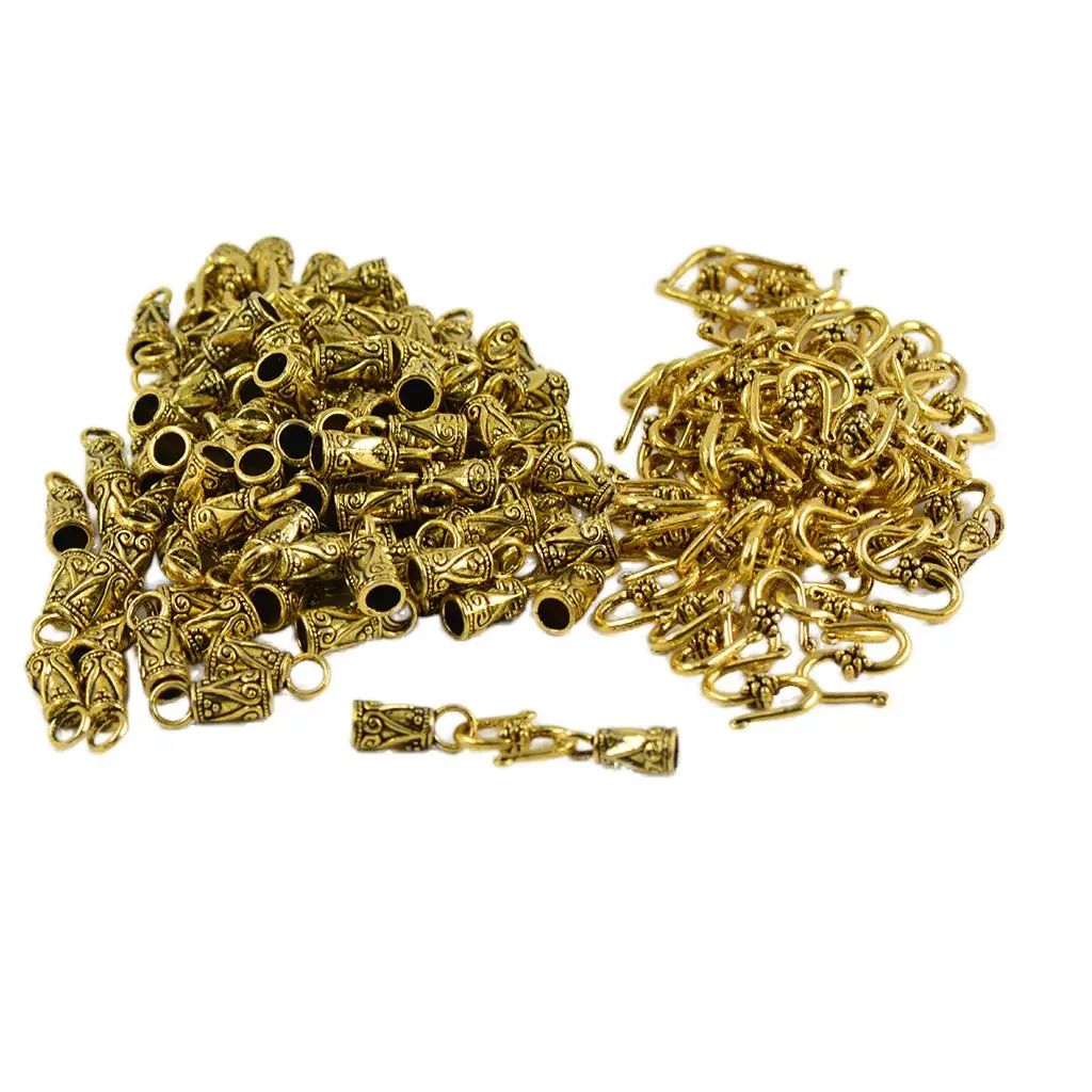 30 sets of antique gold metal hook and eye fasteners connector jewelry supplies