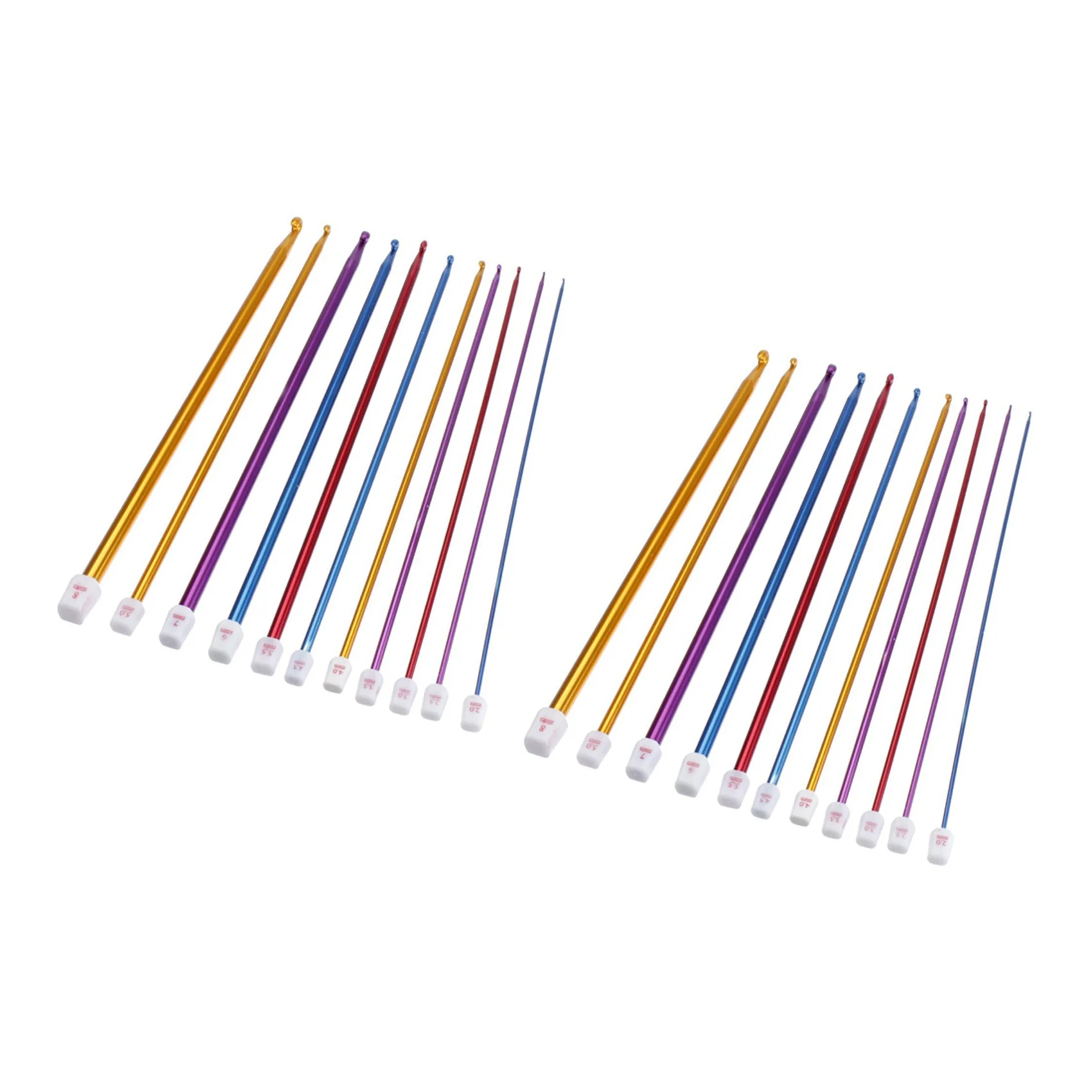 BAAG-22Pcs 10.6 Inch Multicolour Aluminum TUNISIAN AFGHAN Crochet Hook Knit Needles Set 2-8Mm