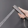 럭셔리 황동 건 그레이 샤워 시스템, 심플한 디자인, 차갑고 뜨거운 이중 제어 폭포 스타일 물 배출구 욕실 수도꼭지 5