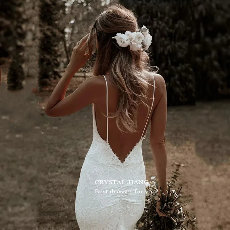 Sexy V Neck Mermaid Wedding Dresses Custom Made Lace Open V Back Court Train Bridal Wedding Gowns Vestido image 2