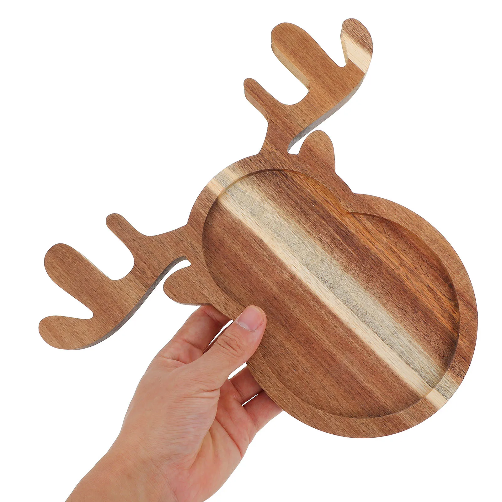 

Wood Reindeer Serving Tray Christmas Antler Shape Natural Finish Food Display Plate Appetizer Dessert Charcuterie