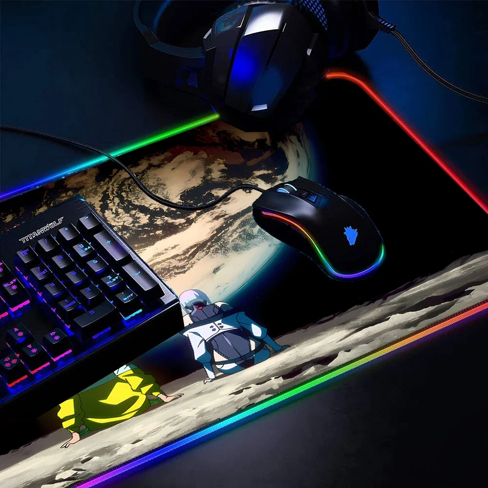 Imagem -05 - Anime Universo Rgb Luz Mousepad Desk Mat Acessórios Japoneses Space Pad Gaming Mouse Carpet Teclado Led Rug 1000 500 1200x600