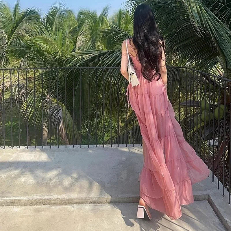 Amarelo em camadas babados vestido elegante feminino sem mangas sem costas verão férias vestidos bodycon festa à noite roupas amarradas