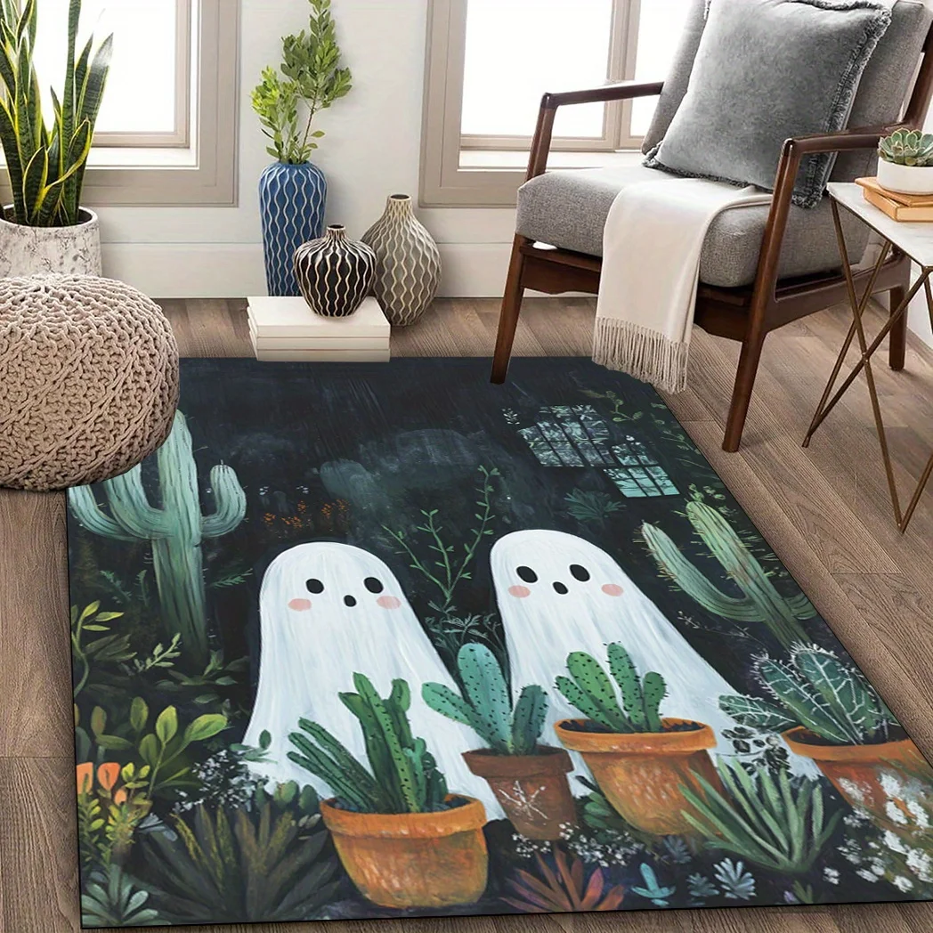 Ghost Carpet Living Room Large Rug Halloween Bedroom Decor Cute Cactus Plant Floor Mat
