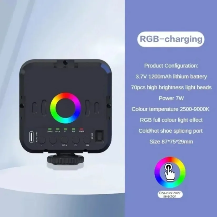 

Многофункциональный портативный RGB заполняющий светильник для фотосъемки на открытом воздухе, светильник для селфи 1200 мАч для всех подставок с отверстием для винтов 1/4, зарядка типа C