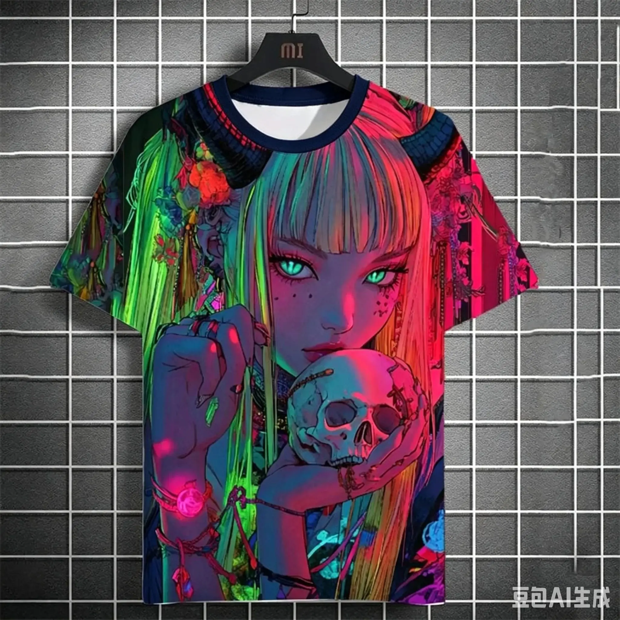 Harajuku Anime & Manga Mädchen 3D-Druck T-Shirt, Unisex Sommer Casual Tee, Rundhals Kurzarm, Kinder Mode Grafik T-Shirt – Detail 5