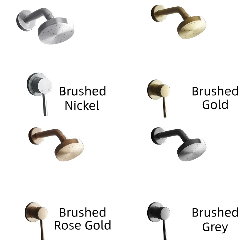

Brushed Rose Gold Shower Mixer Wall Mounted High Pressure Rainfall Spray Shower Head With Arm Hot Cold Water Shower Set