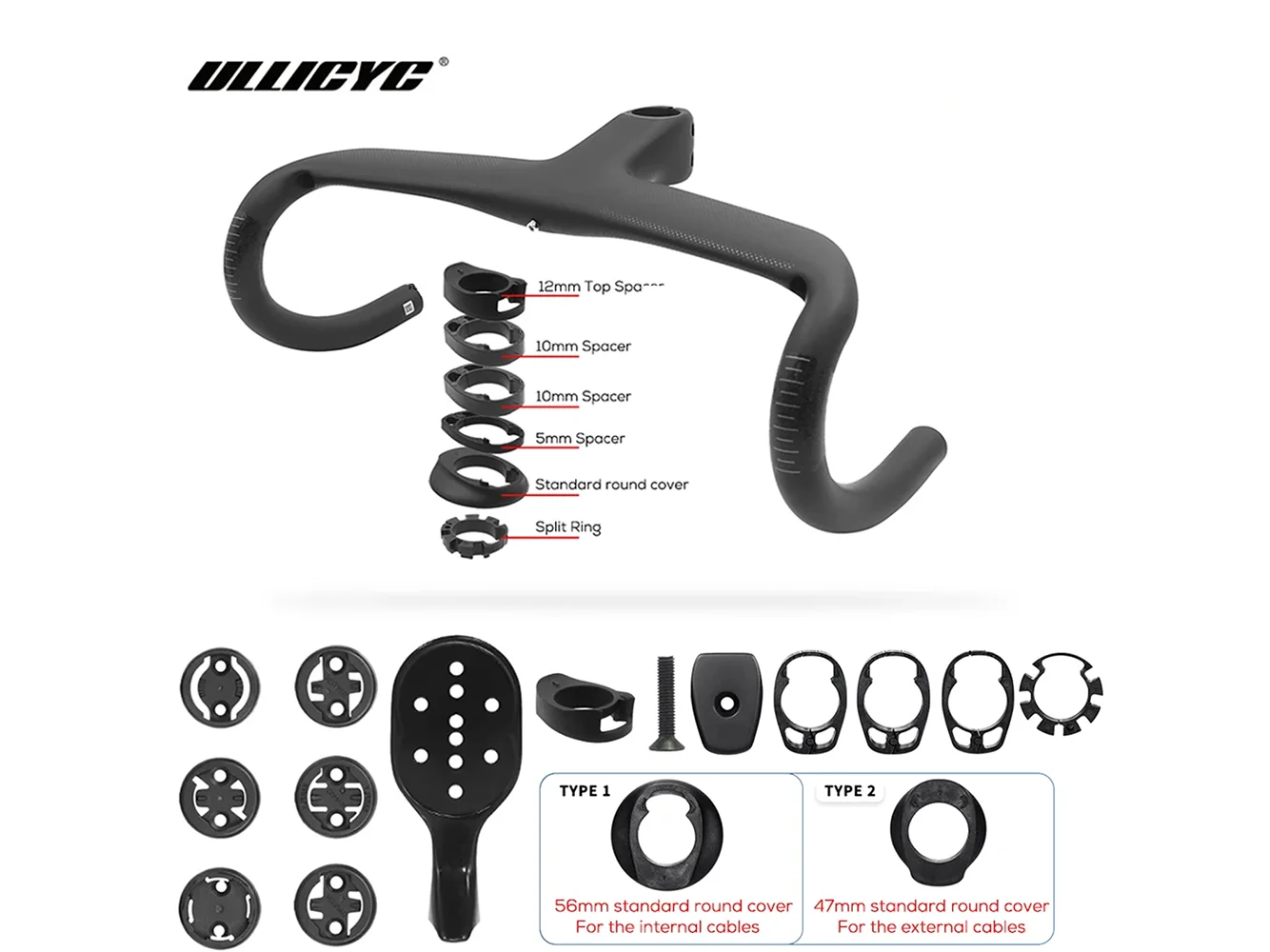 

For SL6 Standard Round Frame Full Internal Cable Road Bicycle Handlebar T1000 Carbon Integrated Cockpit OD1 Carbon Handlebar