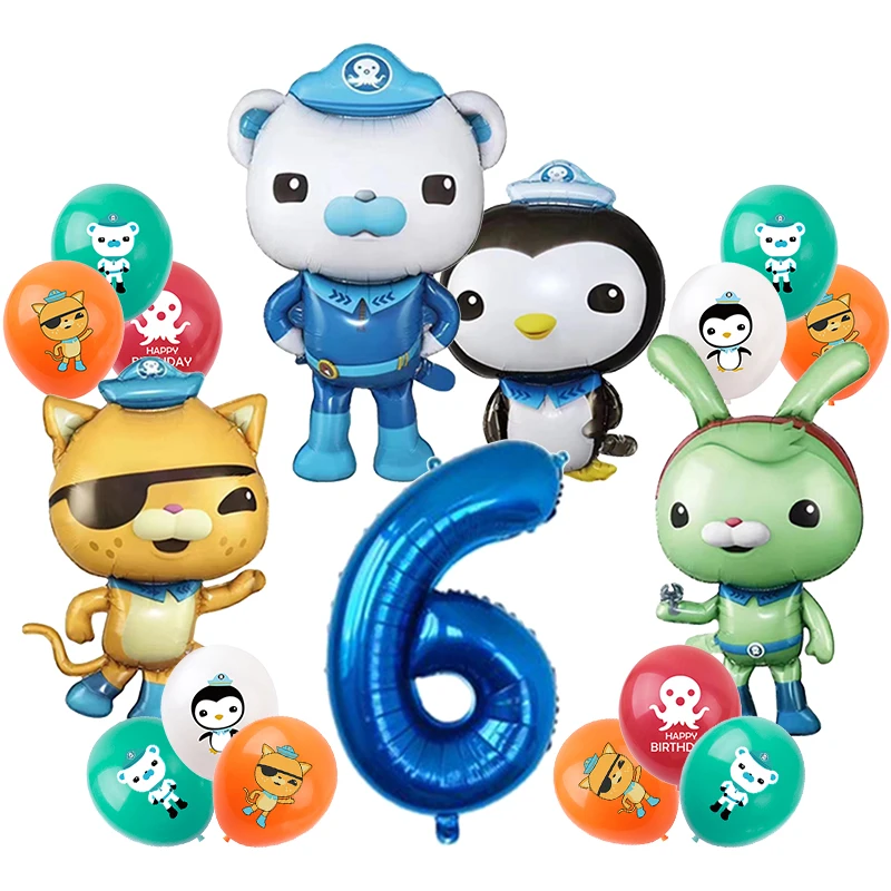 Octonauts Geburtstagsparty-Dekoration, Aluminiumfolienballon, Latex, Kinder-Eventzubehör, Einweggeschirr, Banner, Hintergrund, Geschenk