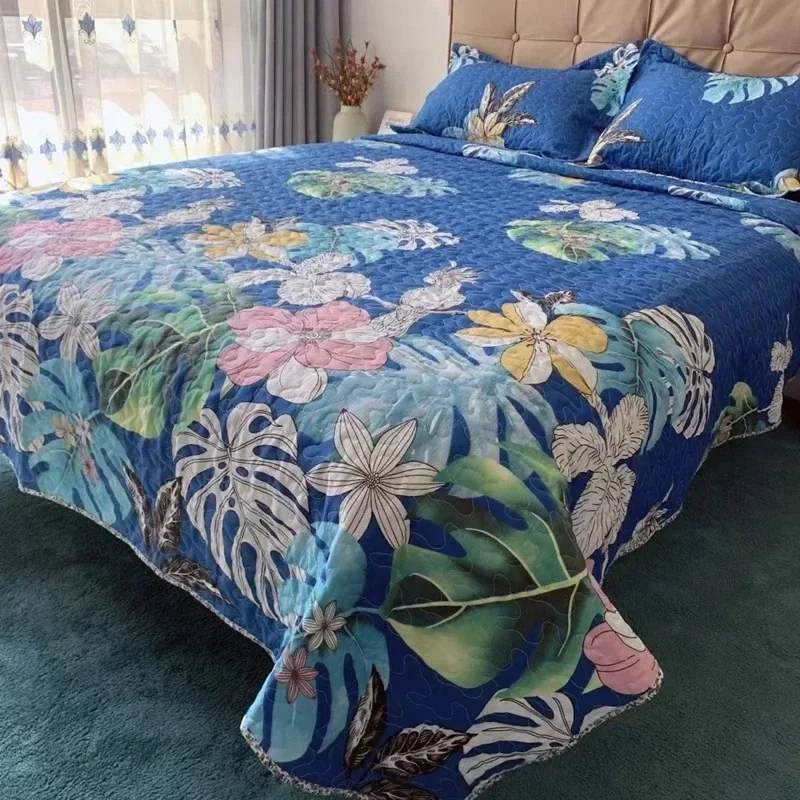 180x220/220x240cm Floral Printed Quilted Bedspread on The Bed Plaid Cover American Style Summer Quilt Adults Blanket Bed Cover