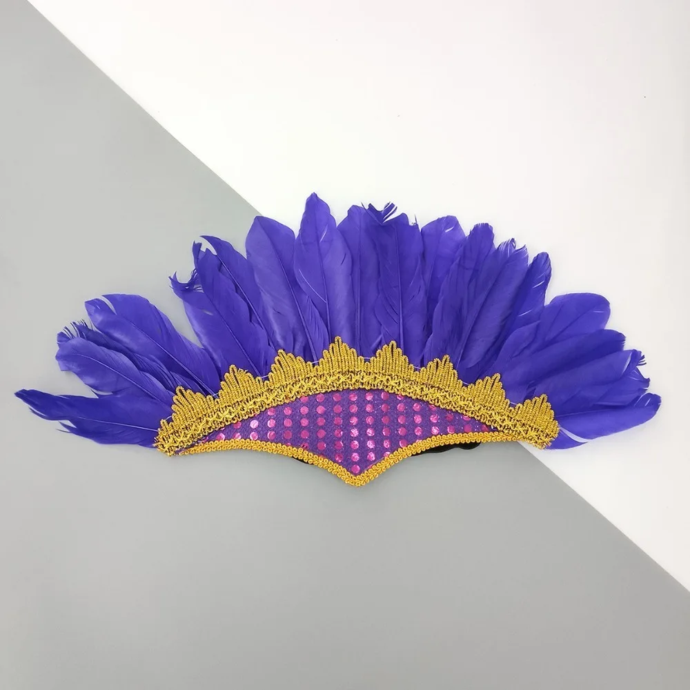 Tocado de plumas para disfraz de carnaval, tocado colorido y ajustable, tocado de colores montado en la cabeza, vestido elegante para fiesta, nuevo