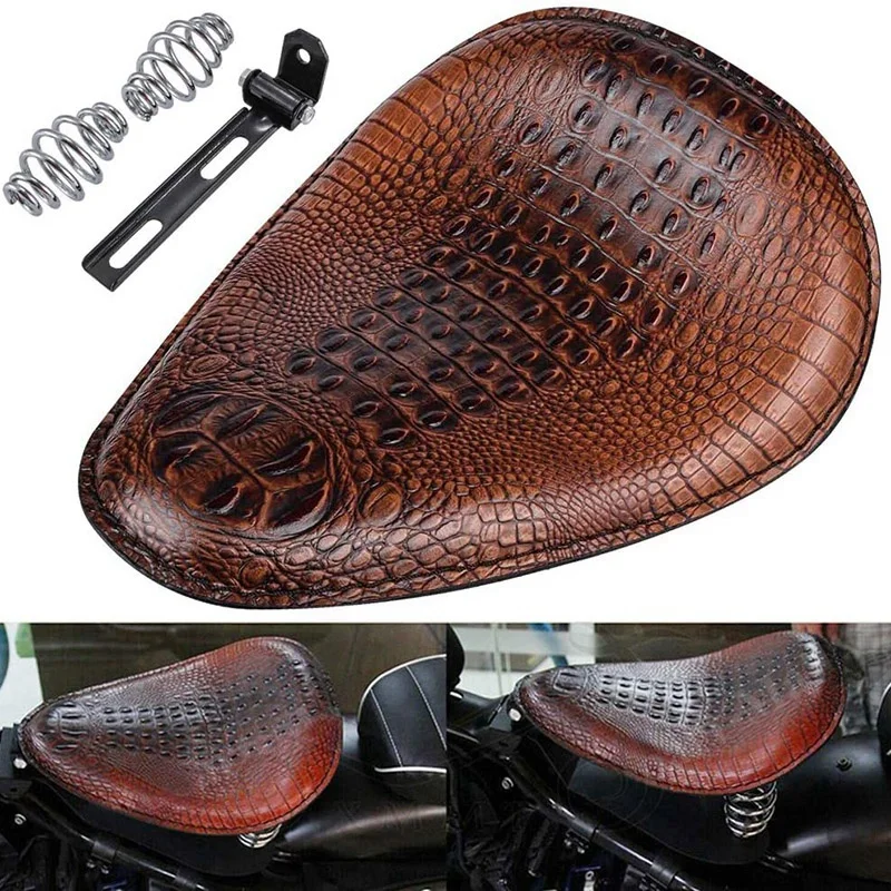 Motorcycle Solo Seat Springs Mounting Bracket Kit For Sportster XL 883 1200 Bobber Chopper Custom Brown-Crocodile