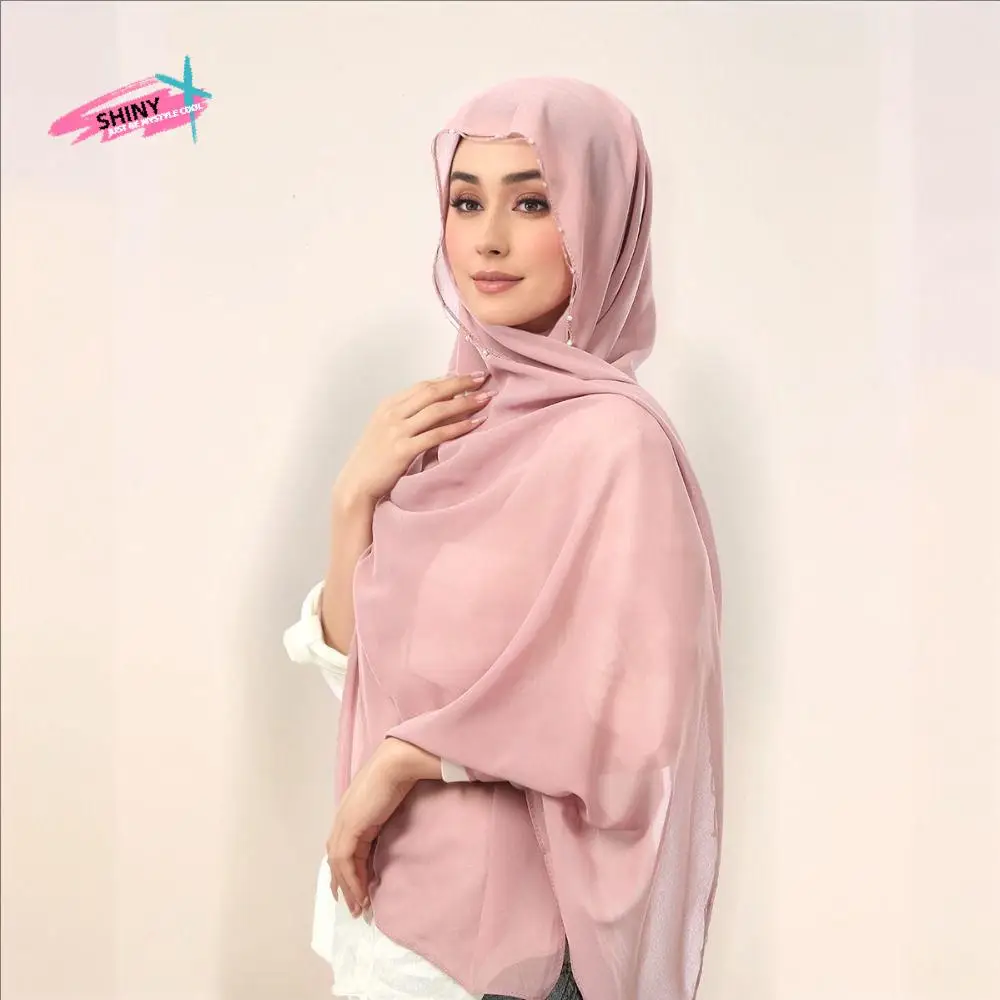 

Модные бусины, исламский тюрбан, шифоновый жемчуг, шаль, тонкая волнистая цепочка, декор, Малайзийский платок, женский