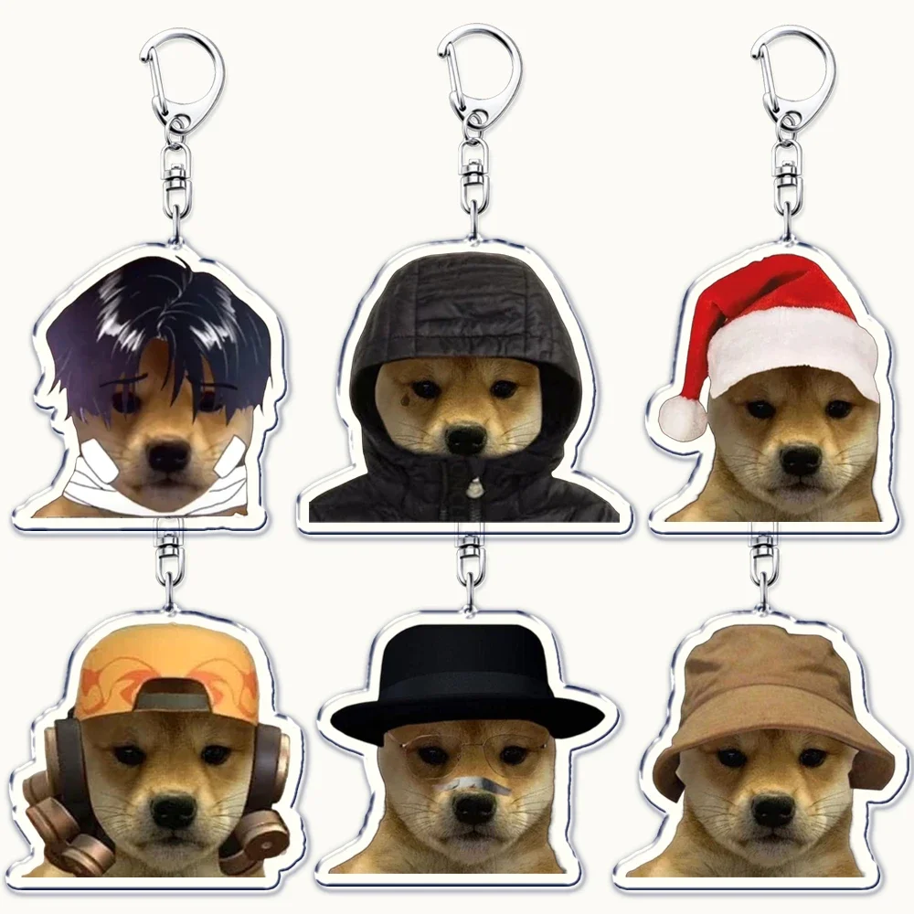 Funny Dog Dogwifhat Meme Keychain Key Chain Ring for Accessories Bag Shiba Inu Doge Keyring Jewelry Gamer Fans Friends Gifts