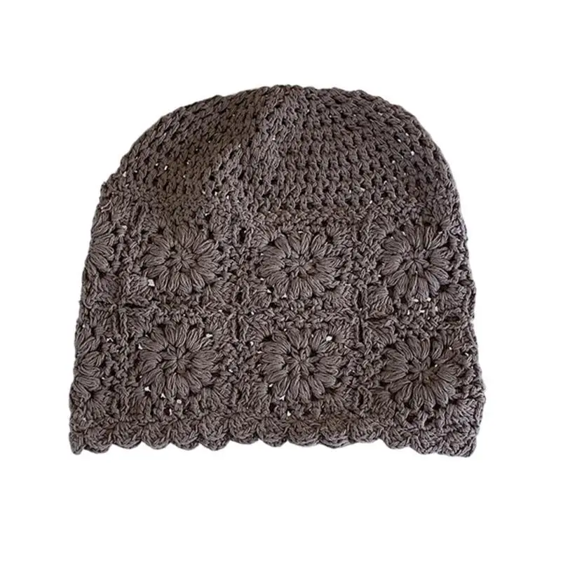 39BD Hollowout Flower Hat 2000s Hot Girl Hat Fashion Spring Skull Hat Female Pullover Hat Outdoor Casual Hat