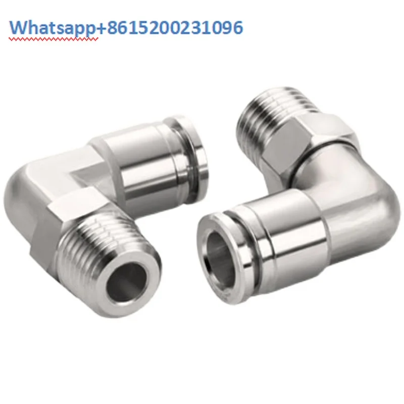 10PCS  304 stainless steel gas pipe L-shaped quick connector PL4-M5/6-01/8-02/10-03 quick insertion elbow